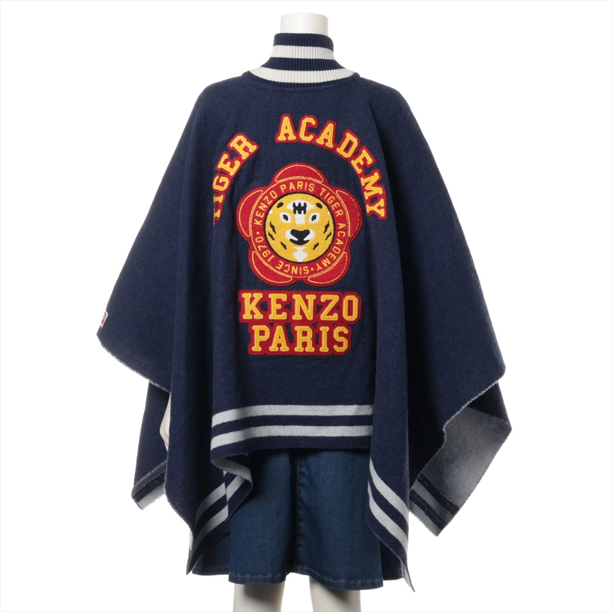 ケンゾー ウール×ナイロン ポンチョ ONESIZE レディース ホワイト