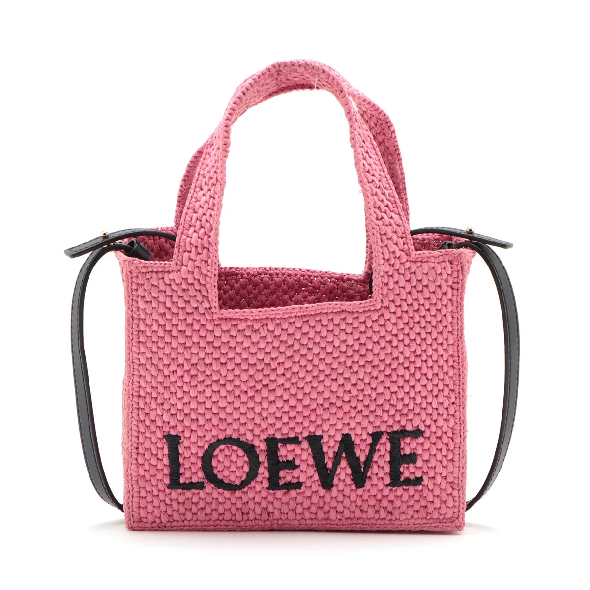 LOEWE フォントトート サンセットピンク ラフィア ロゴ かご