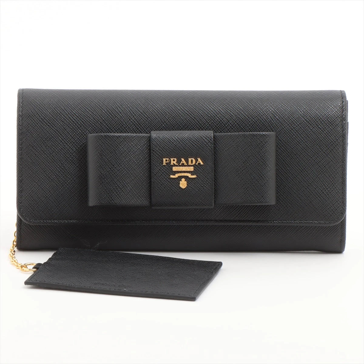 プラダ長財布サフィアーノブラック パスケース付き 【公式通販】