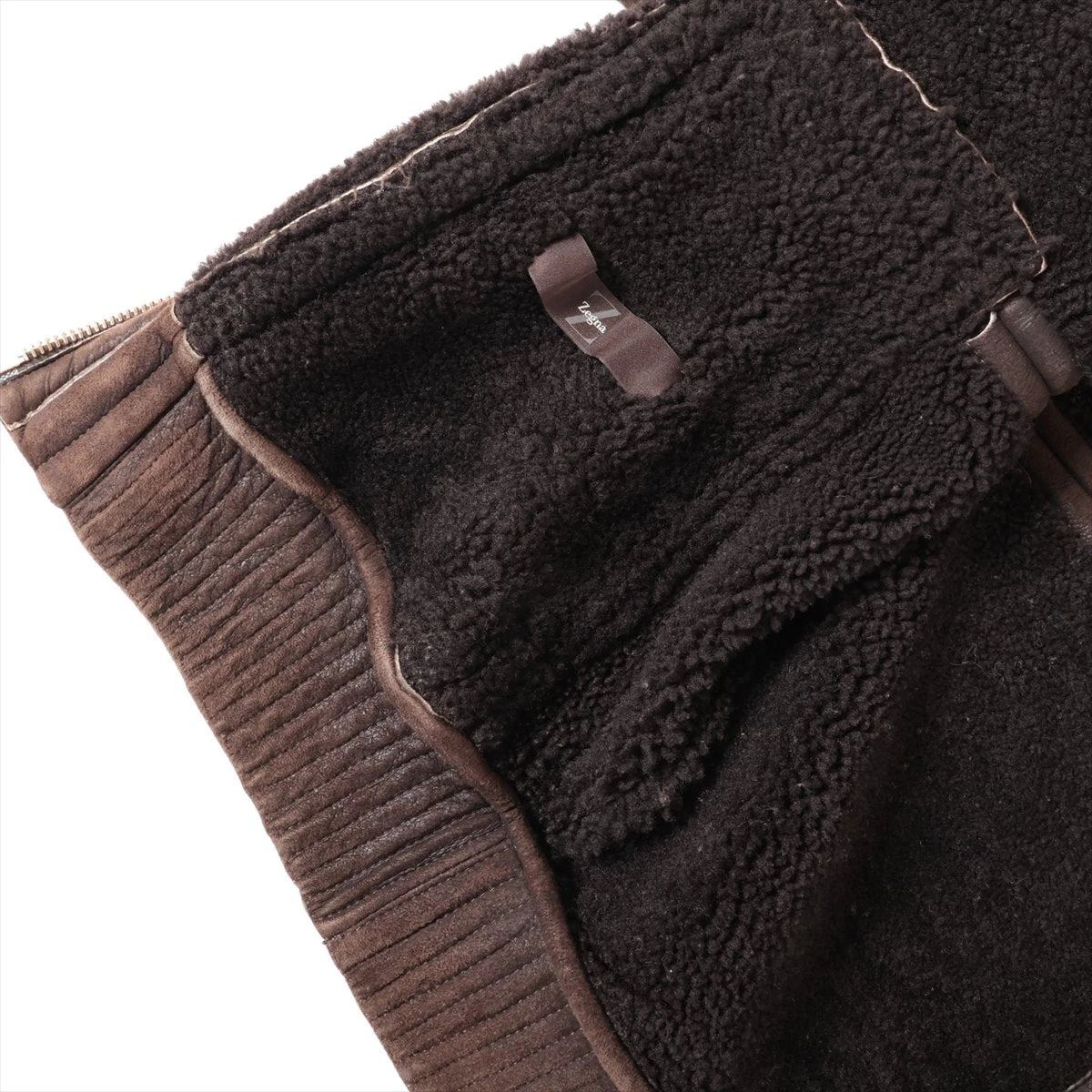 ゼニア Zegniaレザージャケット 本革ムートン ダークブラウン