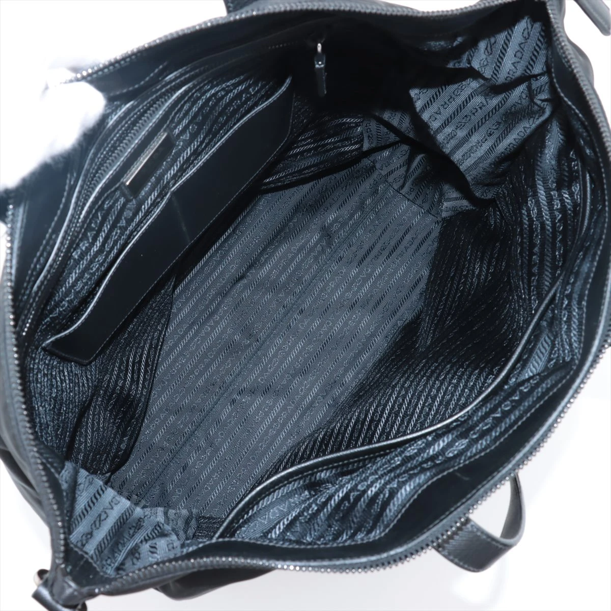 【美品/ギャラ付属】PRADA トートバッグ　ナイロン×サファイアーノ2way 2vg024tessaf-nero-1.jpg