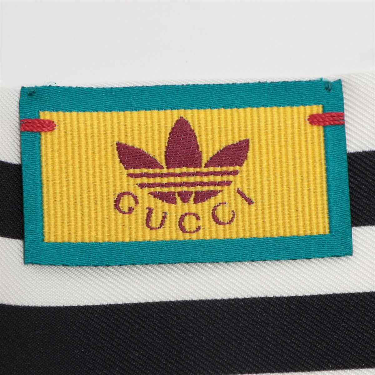 グッチ×アディダス 703568 ロゴ スカーフ シルク ブラック×ホワイト