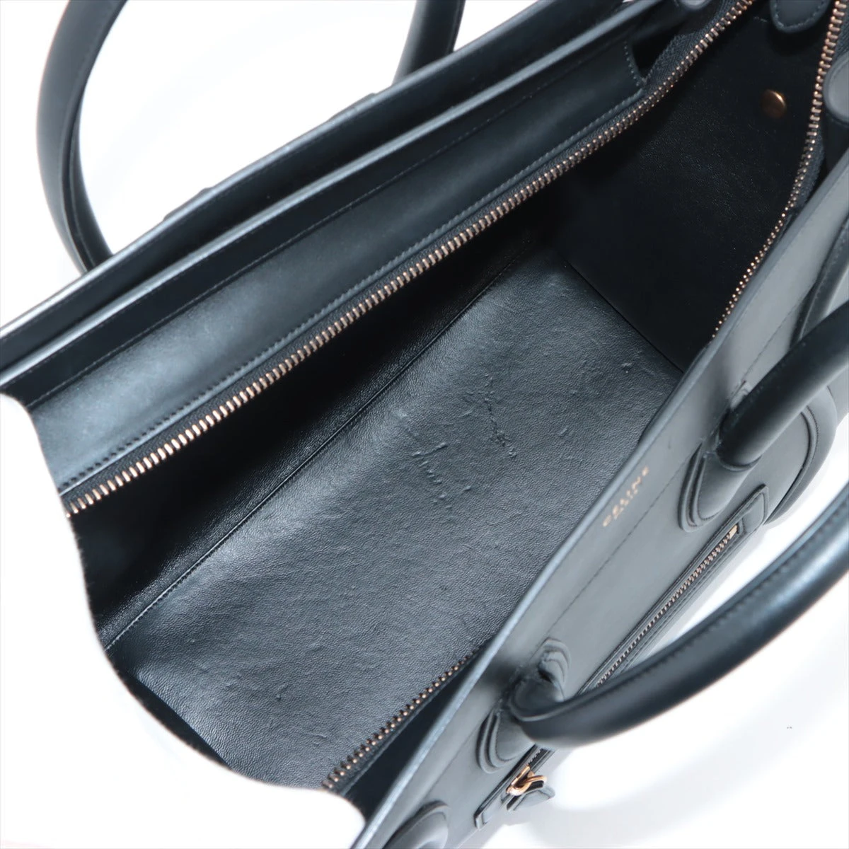 CÉLINE ブラックレザー ラゲージ　ミディアムショッパー セリーヌ ラゲージ マイクロショッパー レザー ハンドバッグ