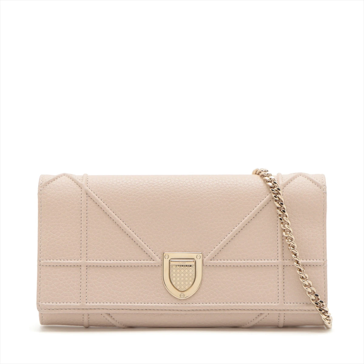 クリスチャンディオール ディオラマ レザー チェーンウォレット ピンク  