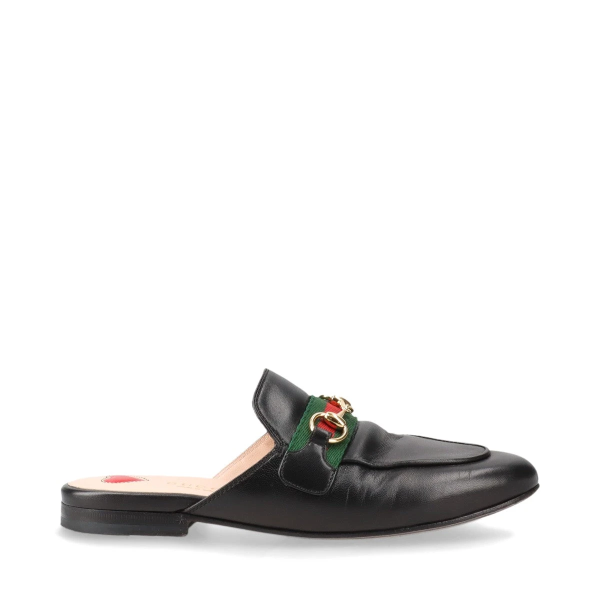 グッチ プリンスタウン レザー ミュール 34 レディース ブラック