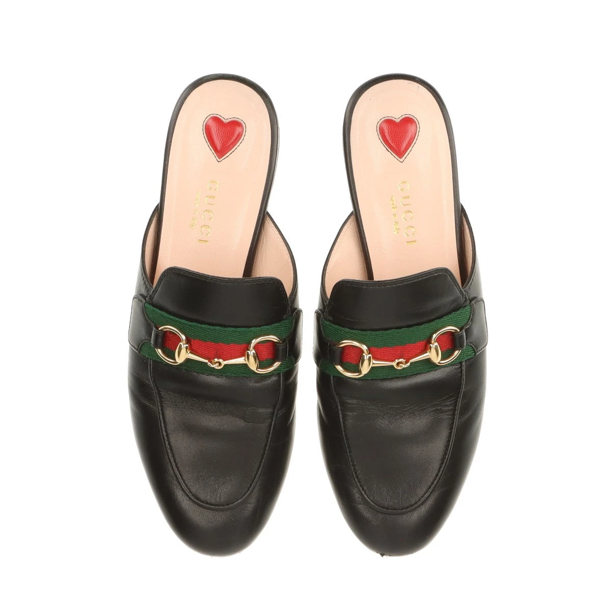 グッチ プリンスタウン レザー ミュール 34 レディース ブラック