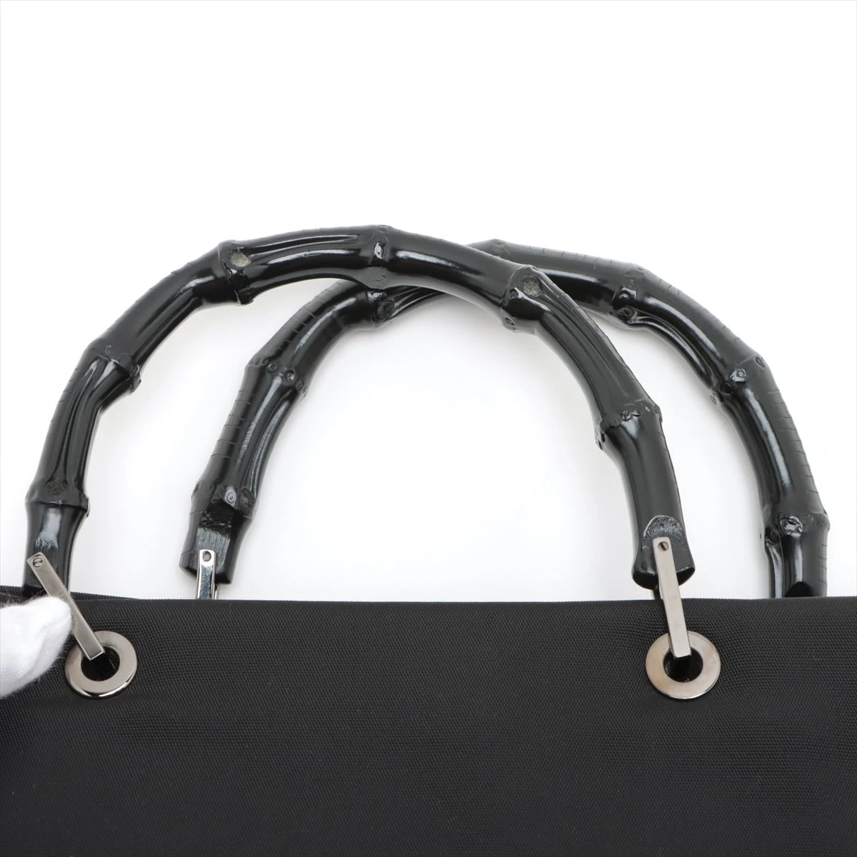 グッチ バンブー ナイロン ハンドバッグ ブラック 002-1010