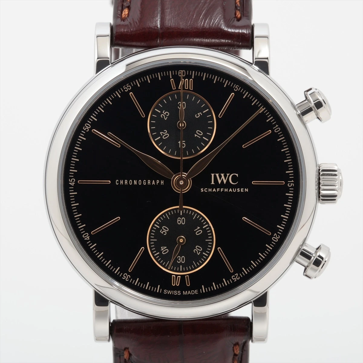 IWC ポートフィノ クロノグラフ IW391404 SS×革 AT 黒文字盤 A3143372 