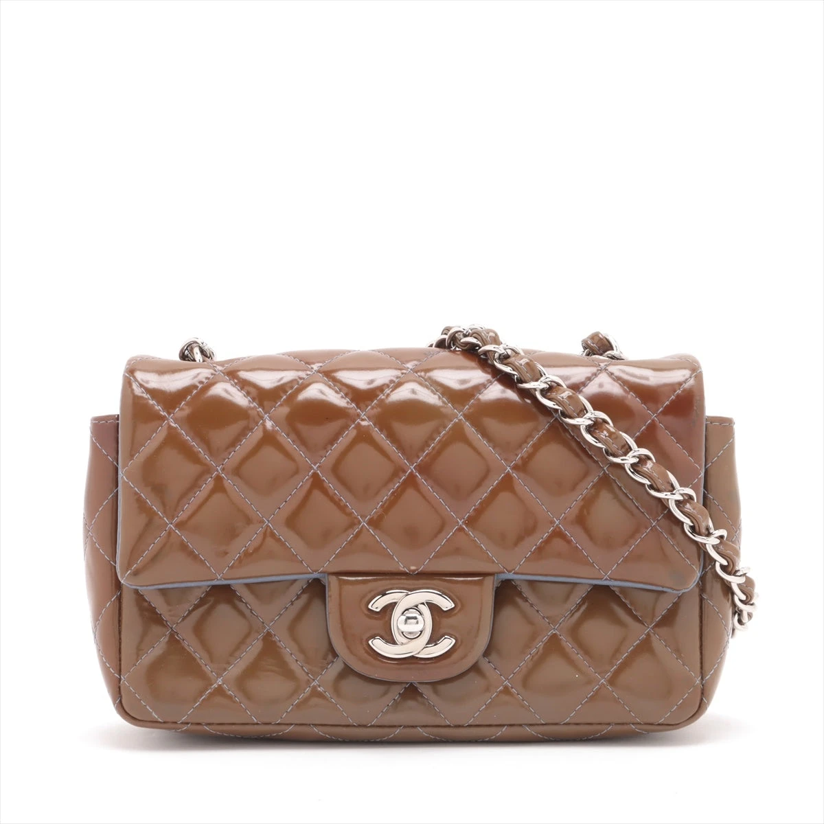 シャネル ミニマトラッセ20 パテントレザー シングルフラップ シングル