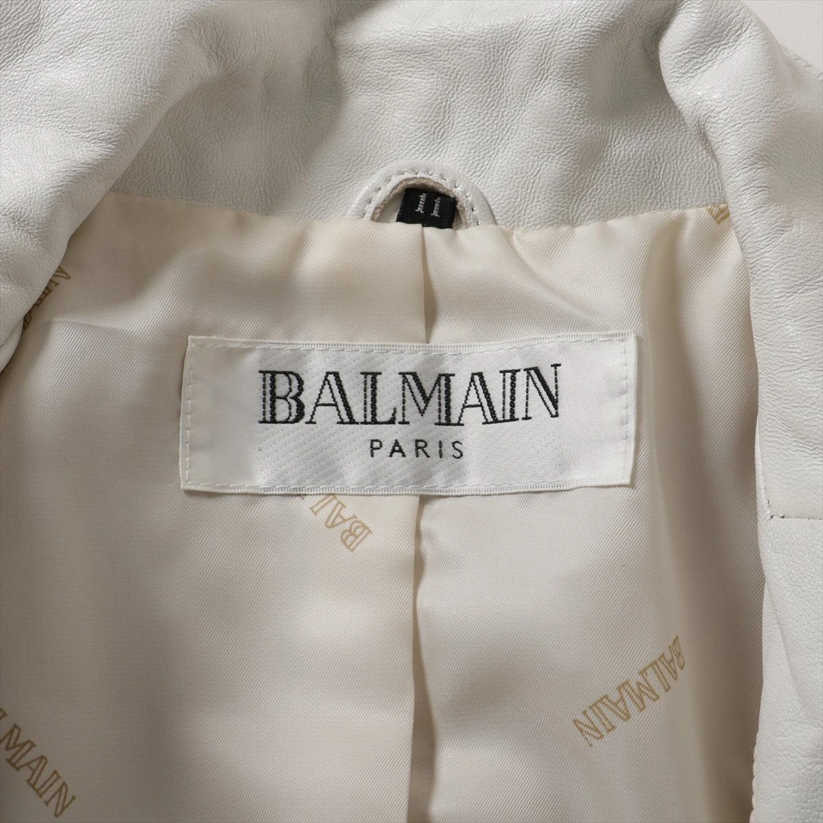 BALMAIN キルティング レザージャケット ホワイト 白 11号 バルマン BALMAIN キルティング レザージャケット ホワイト 白 11号