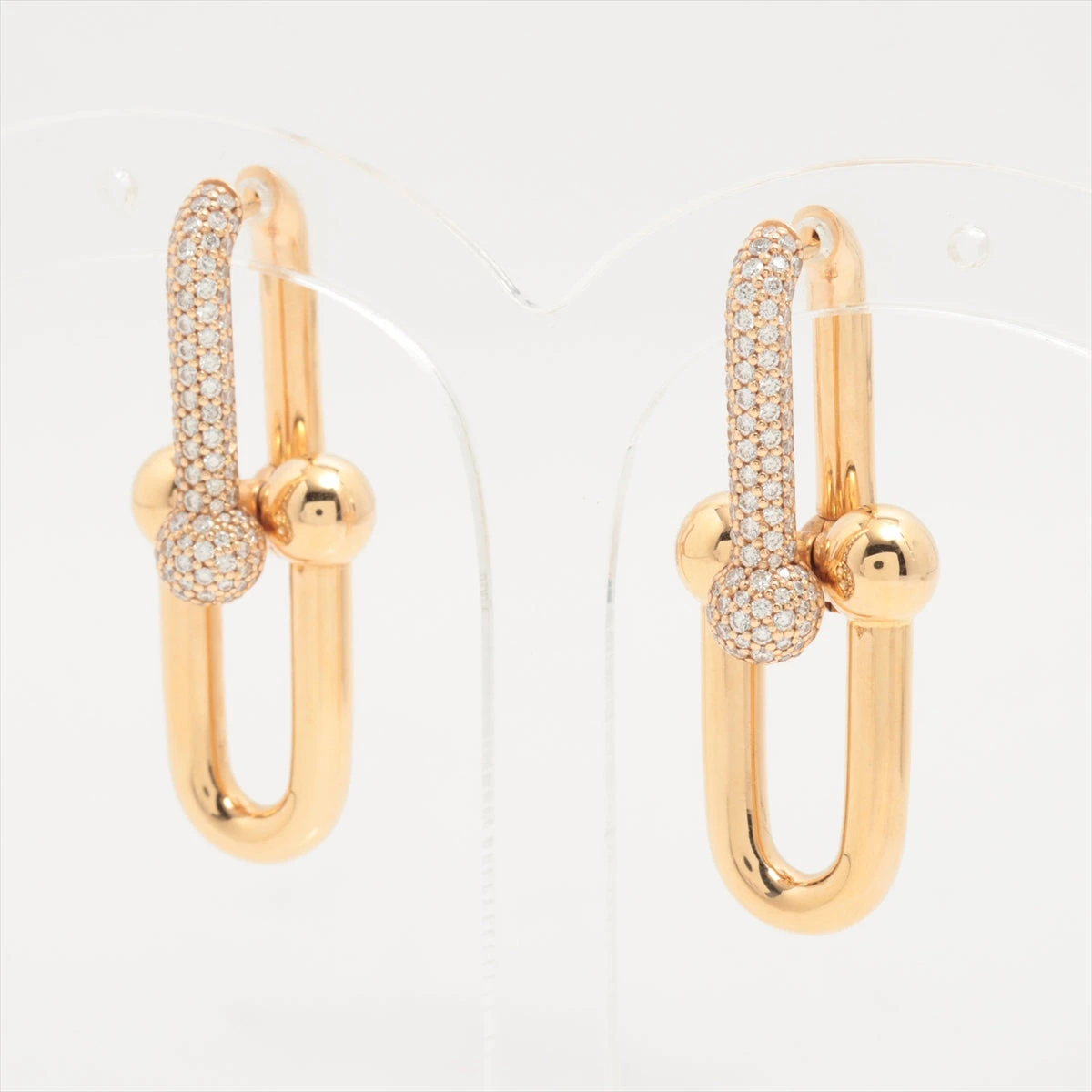 【美品】Tiffany ハードウェアピアス ティファニー ハードウェア リンク ピアス イエローゴールド