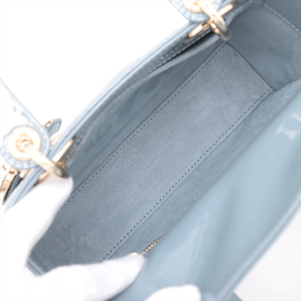 DIOR ディオール カナージュ パテントレザー ケース くすみブルー Christian Dior（クリスチャン・ディオール） レディディオール