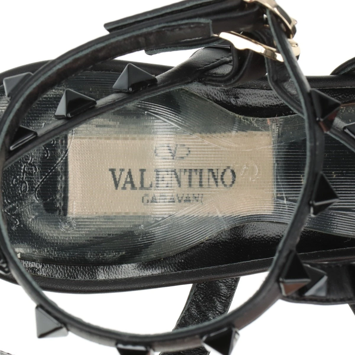 ヴァレンティノ　 スタッズ付きネイビーブラックレザーサンダル VALENTINO GARAVANI(ヴァレンティノ・ガラヴァーニ) スタッズ