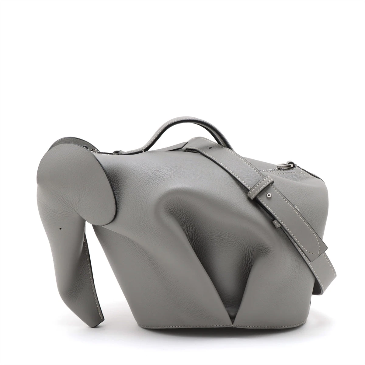 【美品】Elephant leather エレファントレザー/ハンドバッグ ロエベ エレファント レザー 2WAYハンドバッグ グレー AP090257