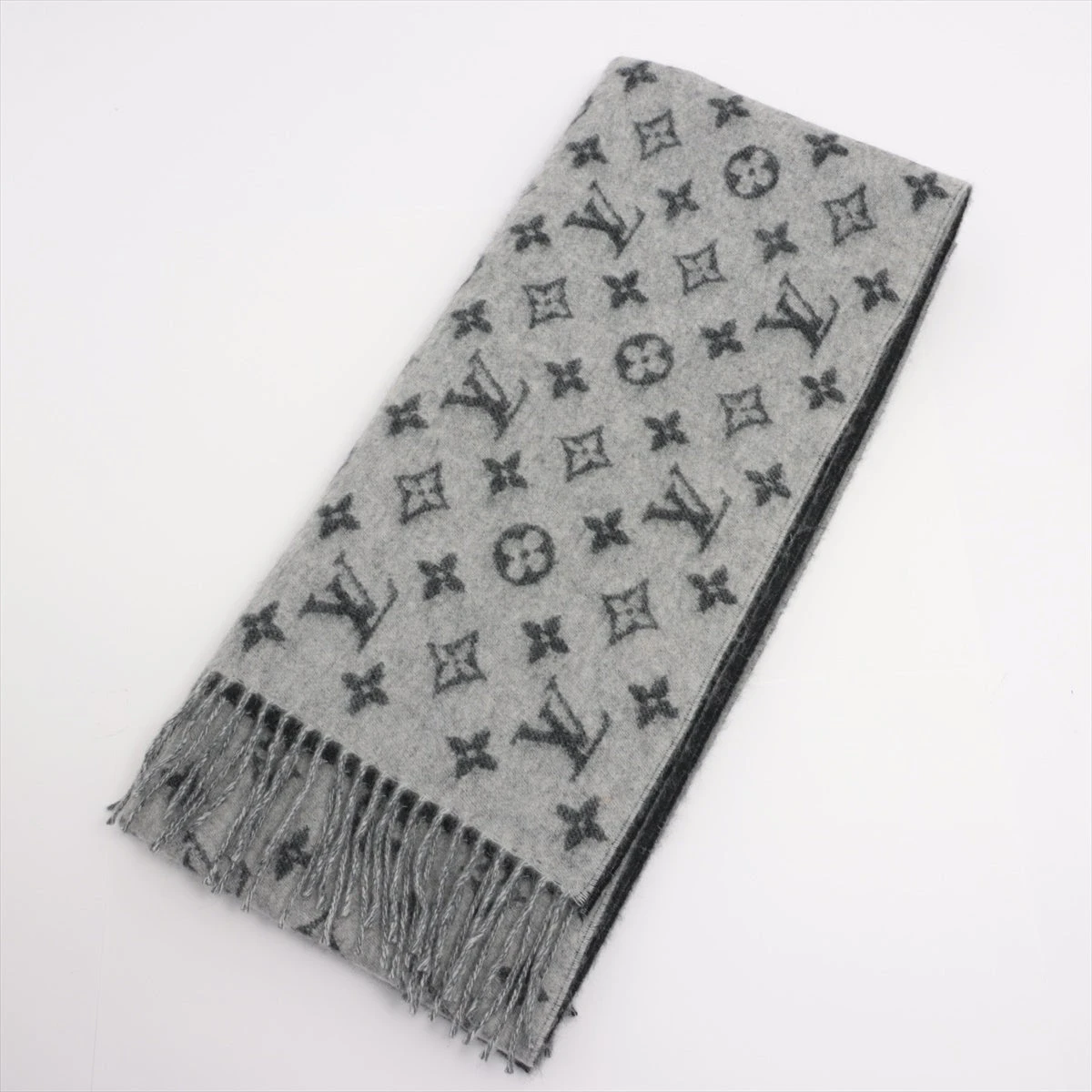 【希少】LV ルイヴィトン エシャルプ  スプリット  マフラー カシミヤ 黒 LOUIS VUITTON - 【本物保証】 新品同様 ルイヴィトン LOUIS