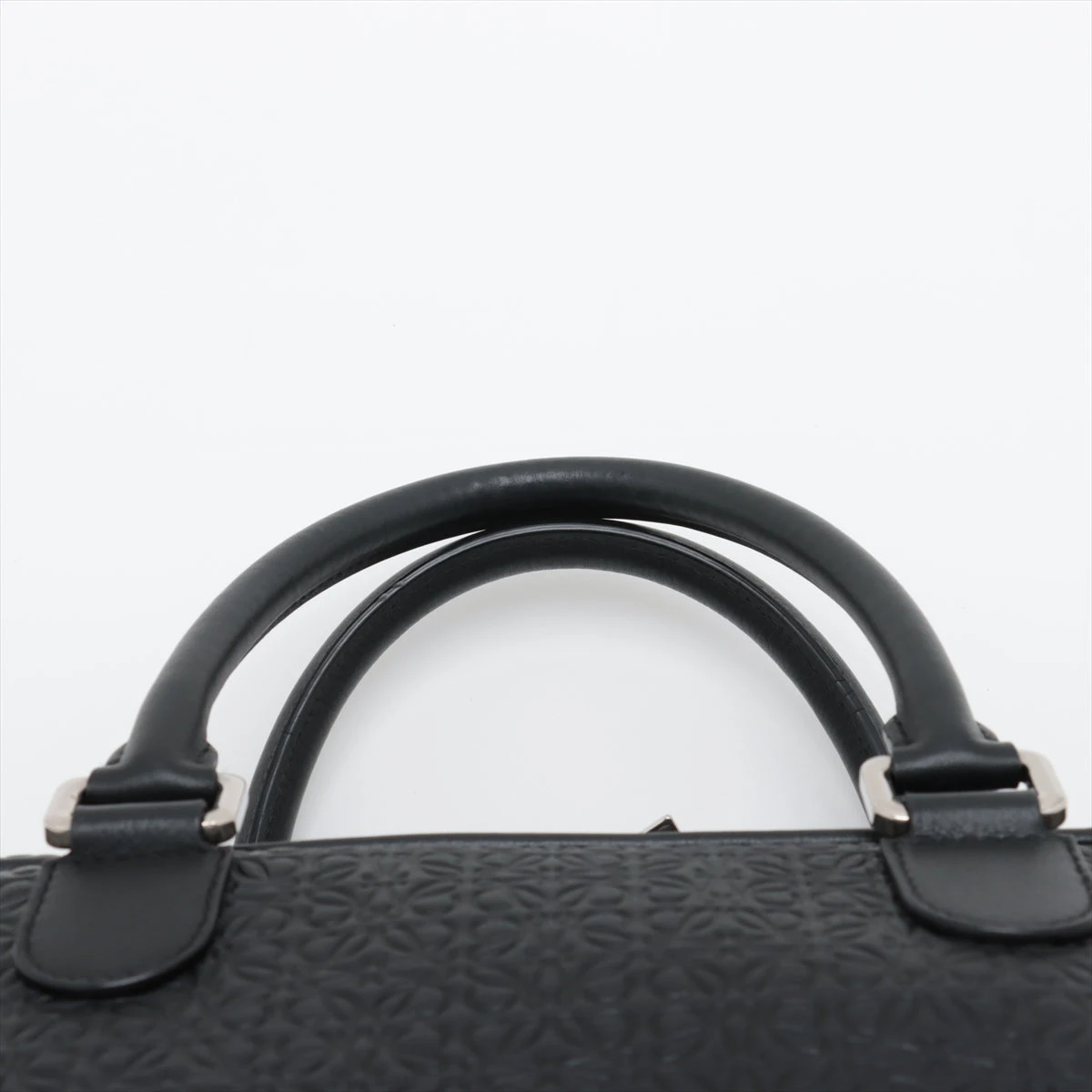 専用●ロエベ　ハンドバッグ　リピートアナグラム　総柄　レザー　キャンバス　黒色 LOEWE ロエベ ショルダーバッグ キャンバス ブラック リピート