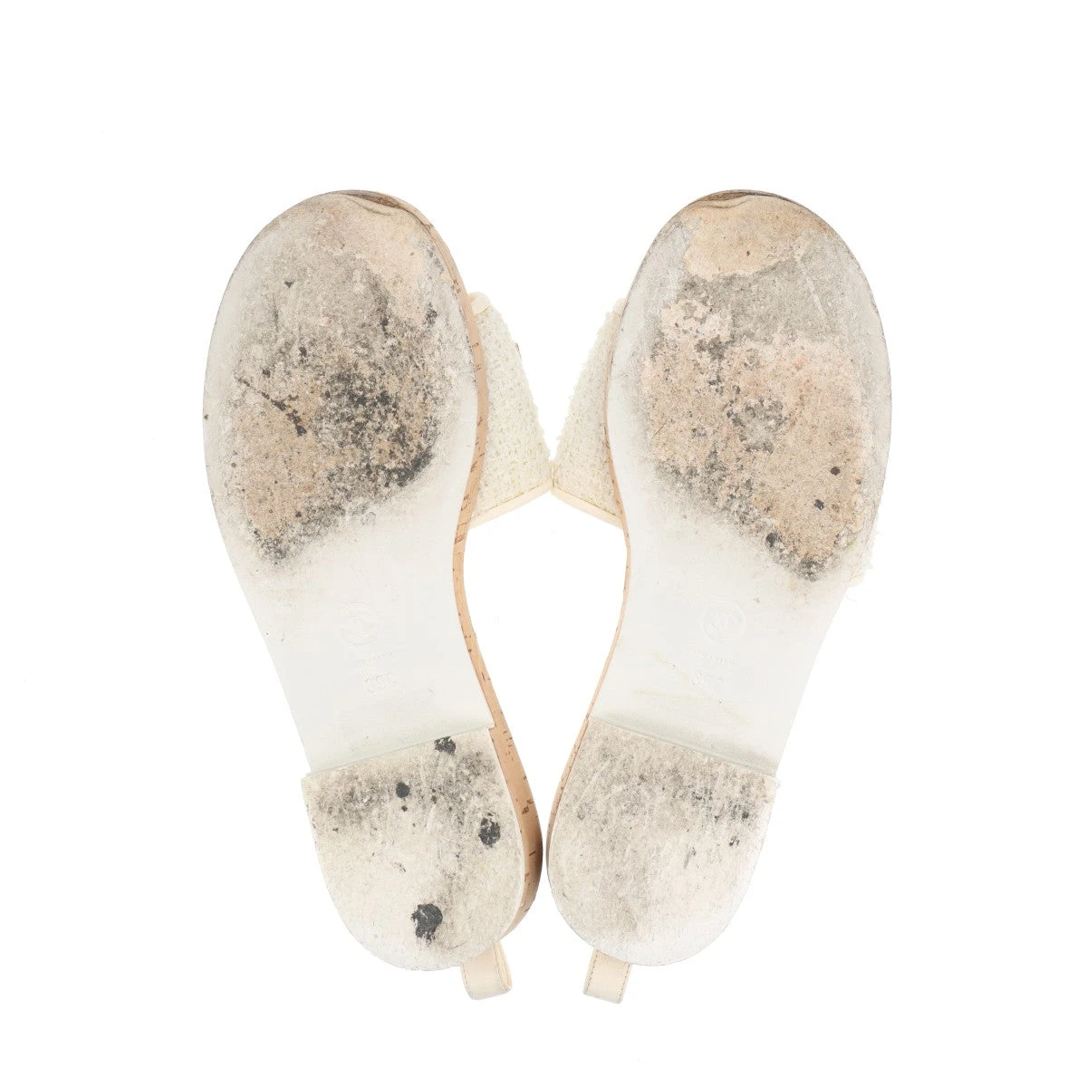 シャネル サンダル ココマーク ツイード レディース38 アイボリーホワイト