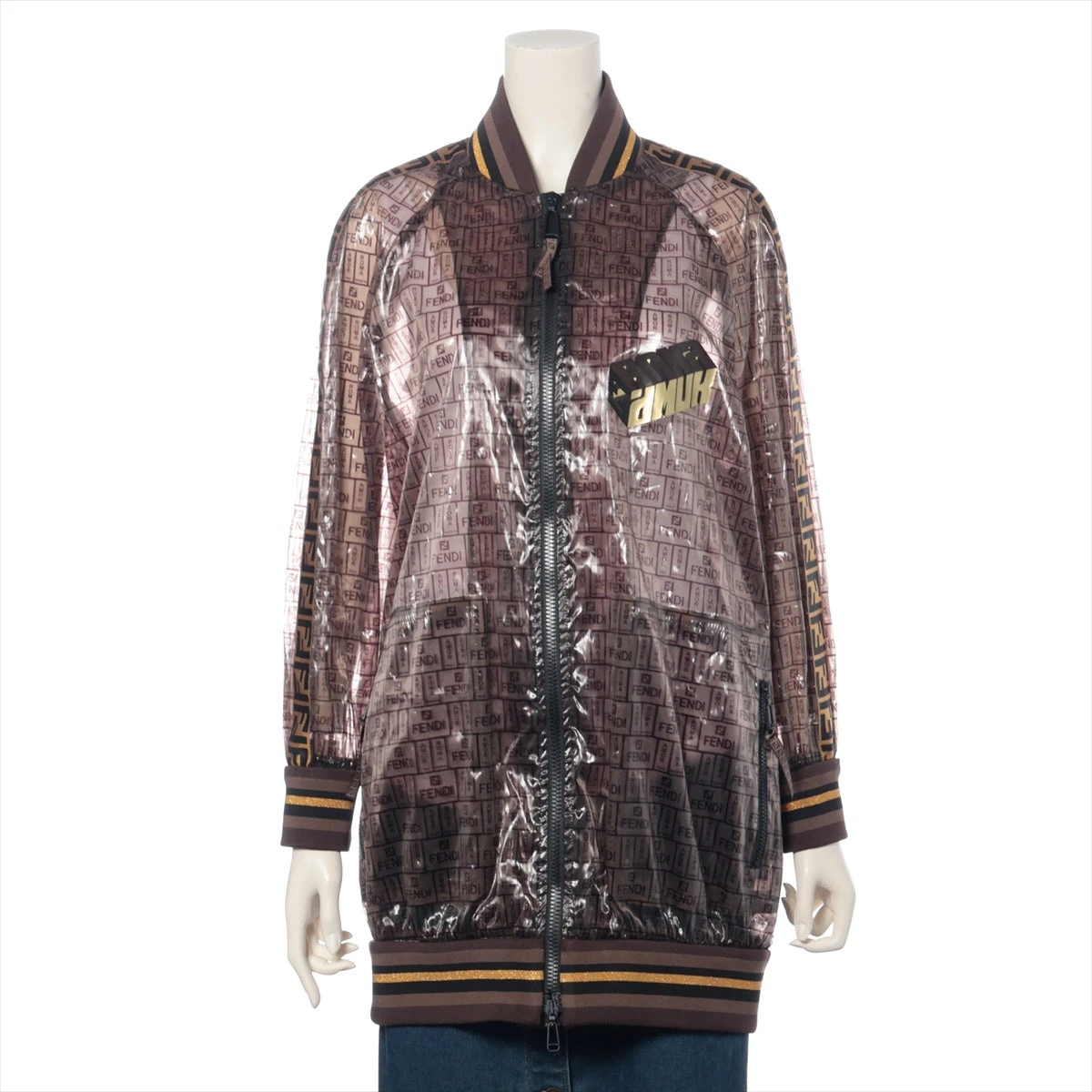 FENDI - フェンディ ブルゾン シースルー ズッカ ポリエステル レディースサイズ38 FJ6658 FENDI ジャケット フェンディ ズッカ 23年 コットン×ポリエステル ジャケット 38