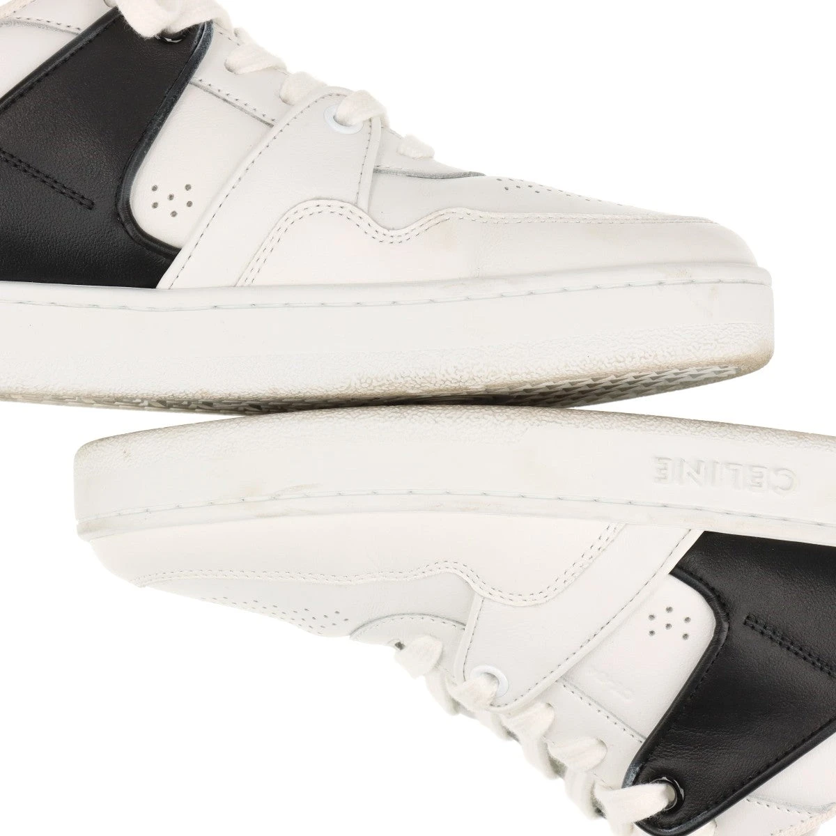 セリーヌ レザー スニーカー 37 レディース ホワイト×ブラック RM0213