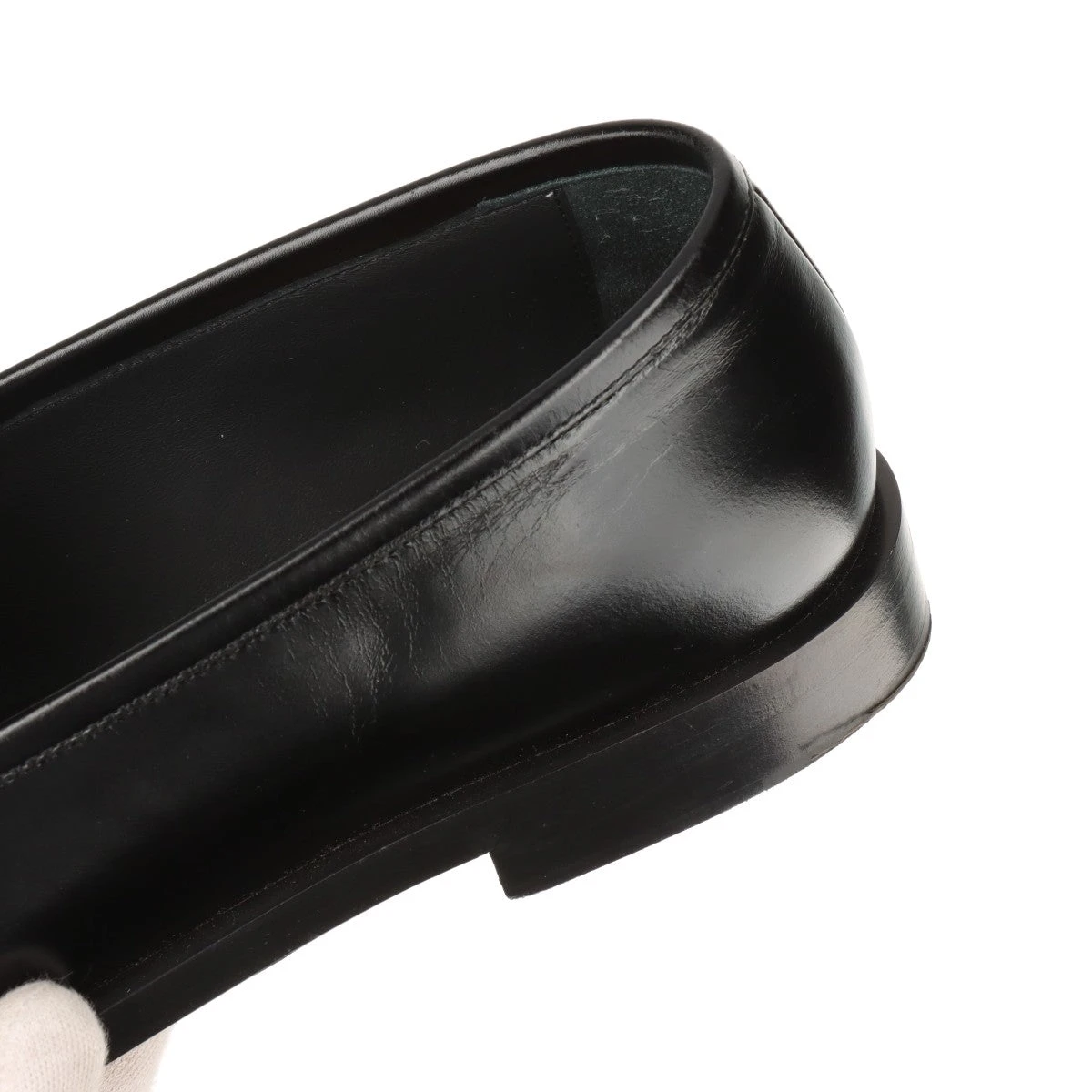 CHANEL ブラックレザー ローファー24.5cm CHANEL ブラックレザー ローファー 24.5