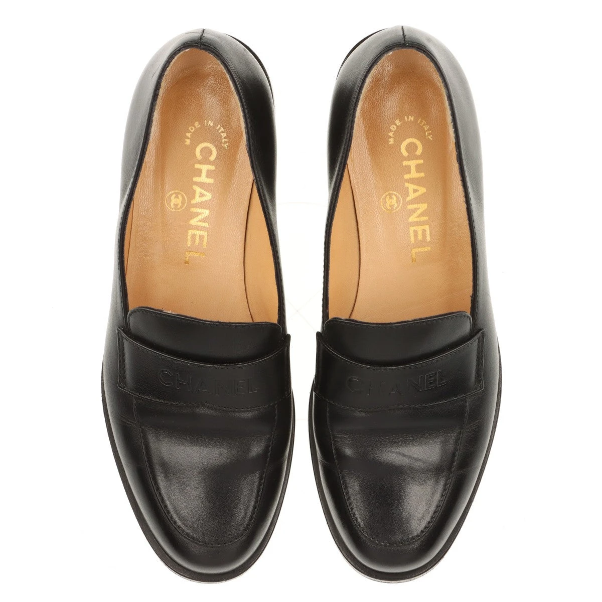 シャネル レザー ローファー 36.5 レディース ブラック ロゴ A3171044