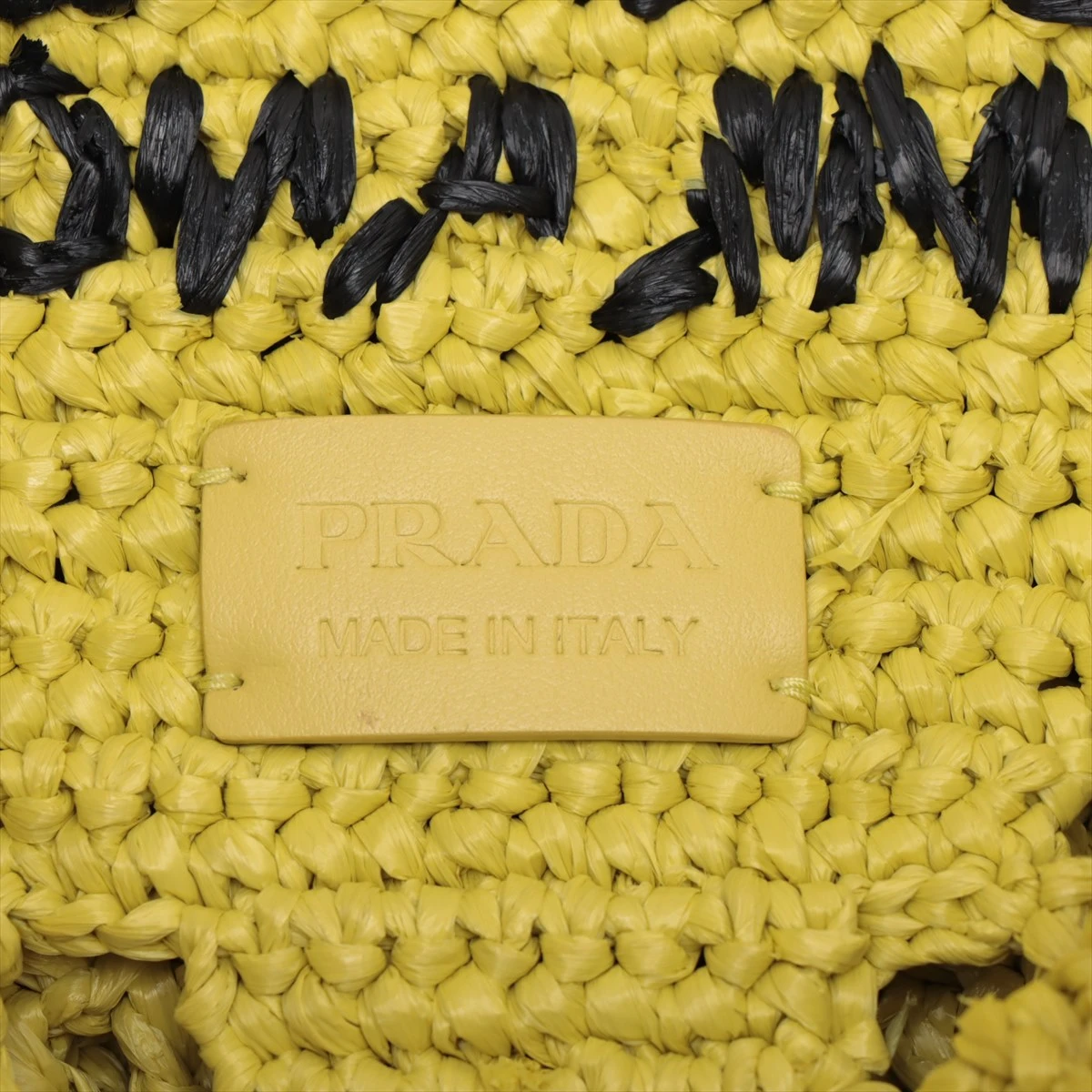 新品未使用 Prada クロシェ ラフィア ラージトート PRADA】ラージ ラフィアxレザー トートバッグ (PRADA/かごバッグ