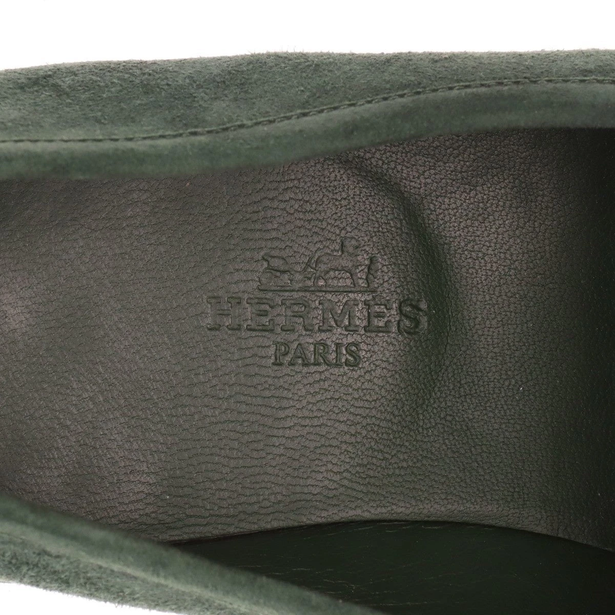 エルメス パリ スエード ローファー 40 メンズ グリーン コンスタンス
