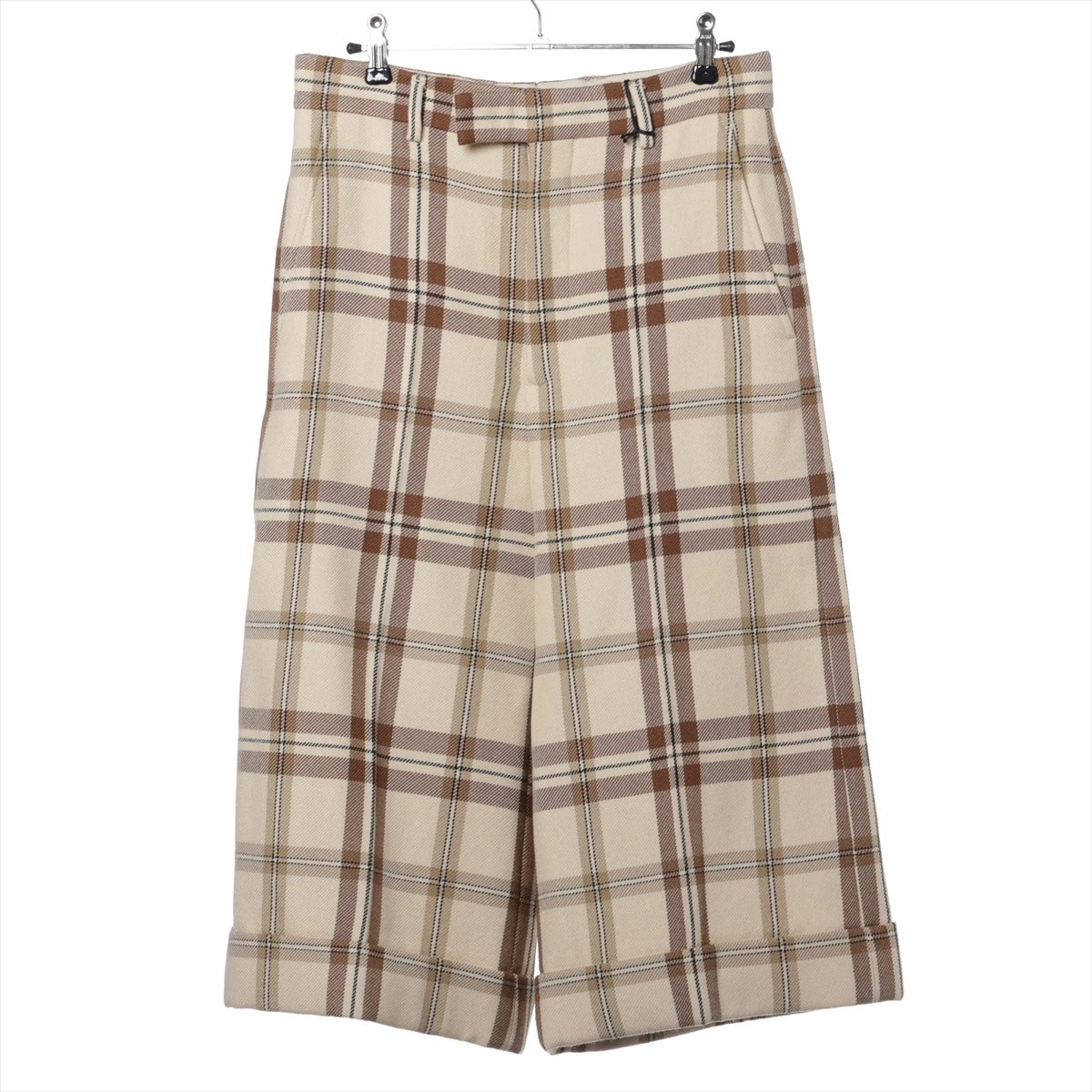 グッチ ウール パンツ 44 メンズ ベージュ×ブラウン 710564 チェック