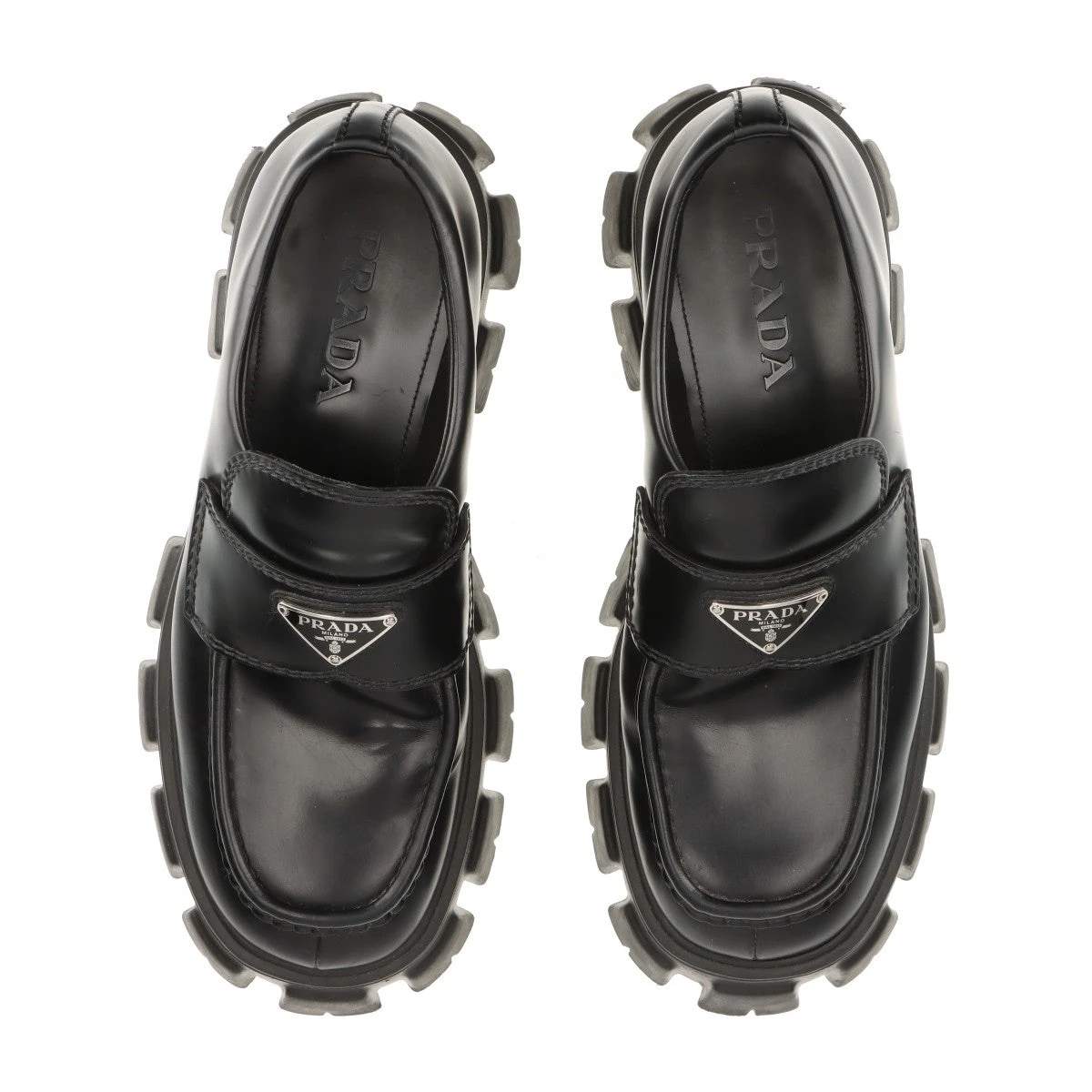 プラダ モノリス レザー ローファー 7 メンズ ブラック 2DE129