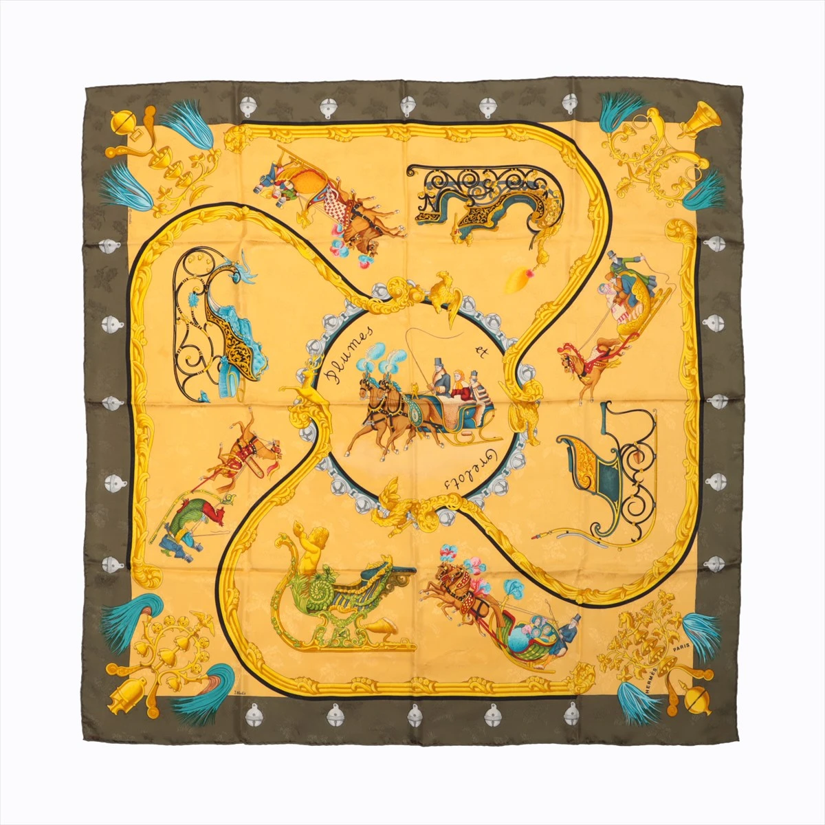 エルメス カレ90 シルク スカーフ HERMES Vintage Silk Scarf Carre 90 SPRINGS エルメス シルク