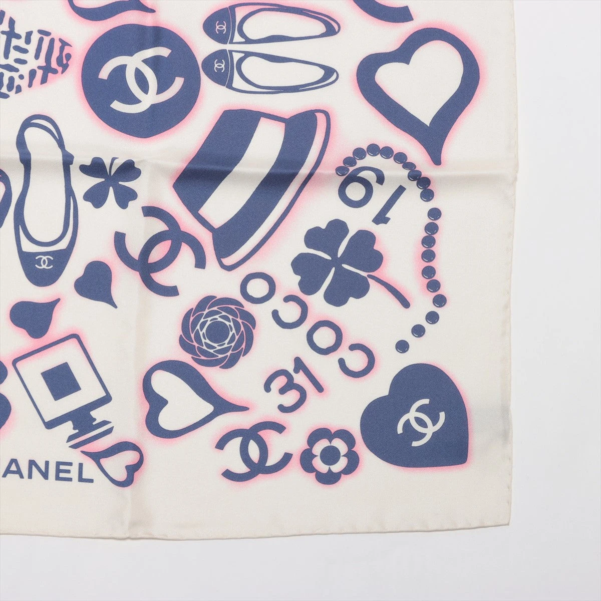 CHANEL ロゴ入りスカーフ シルク ブルー 中古・古着通販】CHANEL (シャネル) 切手デザインスカーフ