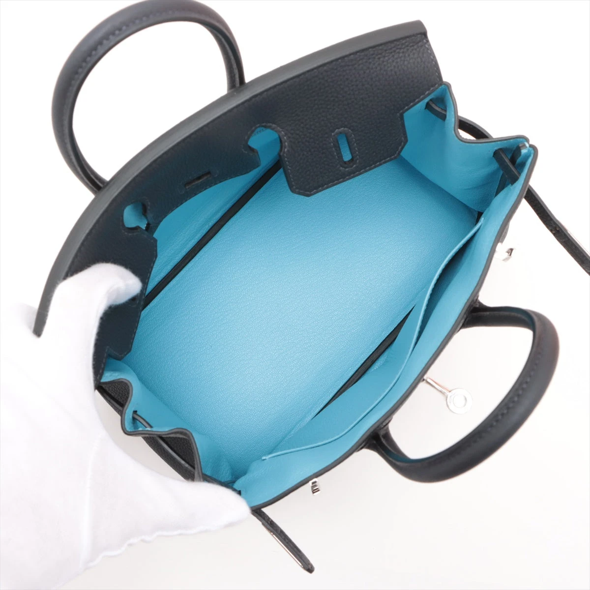 エルメス バーキンヴェルソ25 トゴ キャバン×セレスト シルバー金具 W 