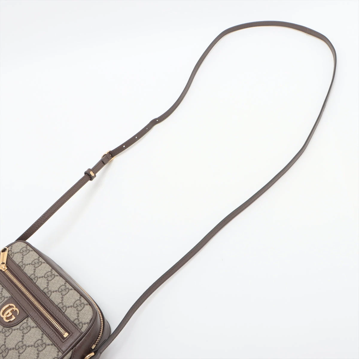グッチ GGスプリーム PVC×レザー ショルダーバッグ ベージュ×ブラウン