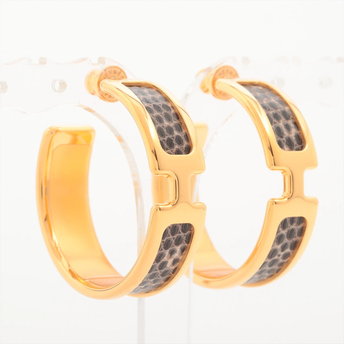 エルメス オランプ ピアス(両耳用) GP×リザード ゴールド