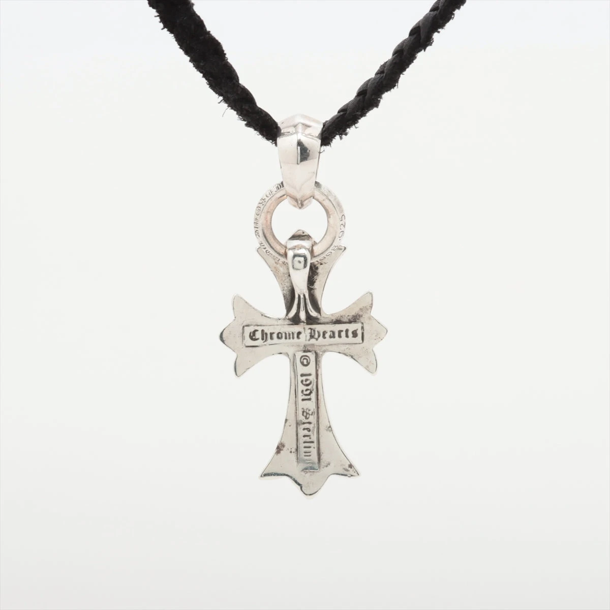 クロムハーツ スモールCHクロス Wベイル ネックレス レザー×925