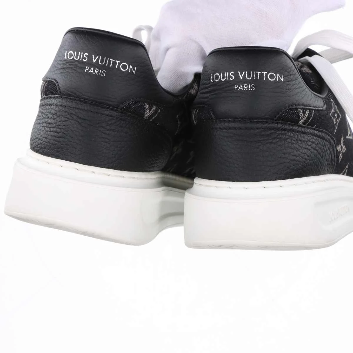 【Louis Vuitton】モノグラムビバリーヒルズスニーカー8.5・中古 ルイヴィトン ビバリーヒルズライン 24年 デニム×レザー