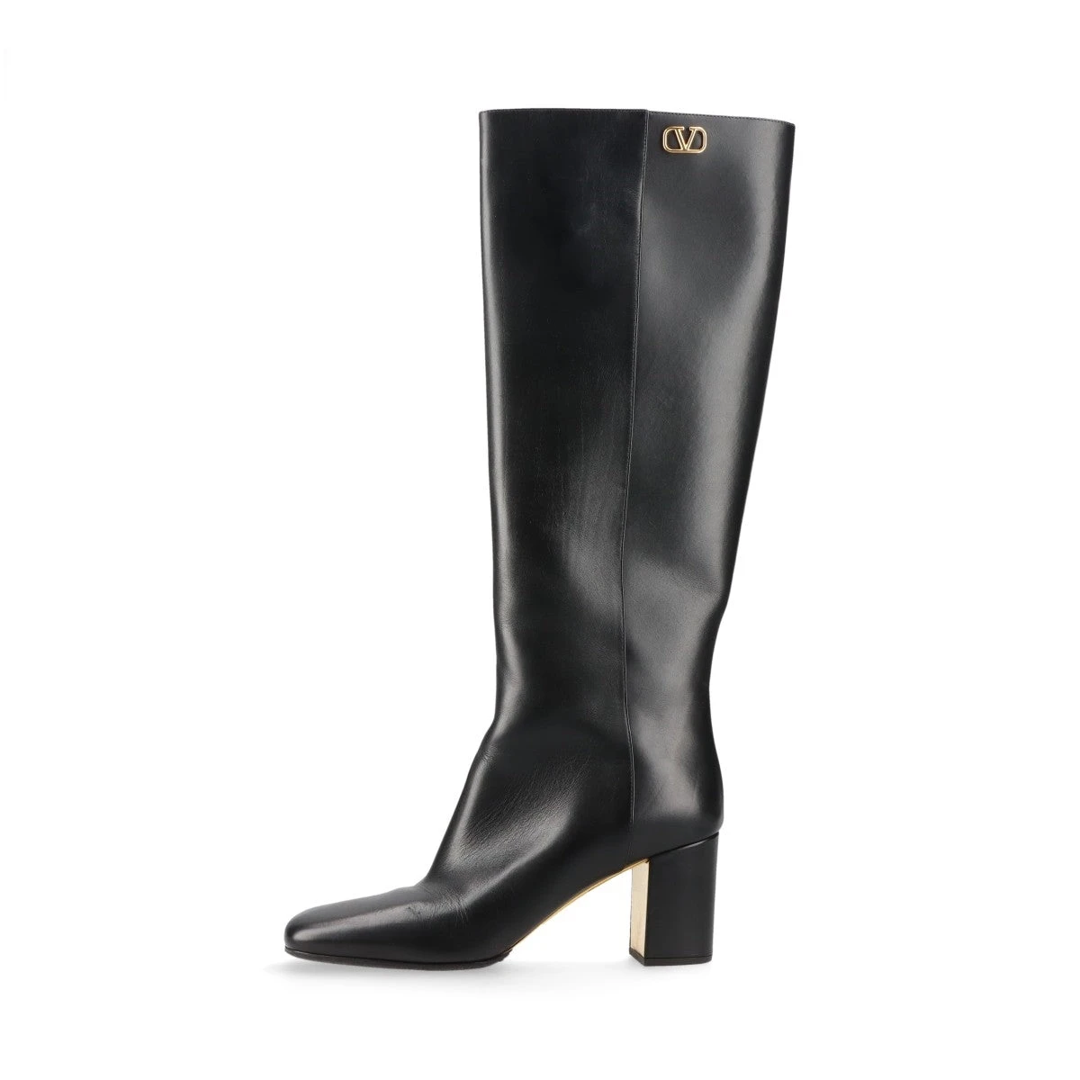 VALENTINO 黒 レザー ロングブーツ ヒール8.5cm 【公式通販】