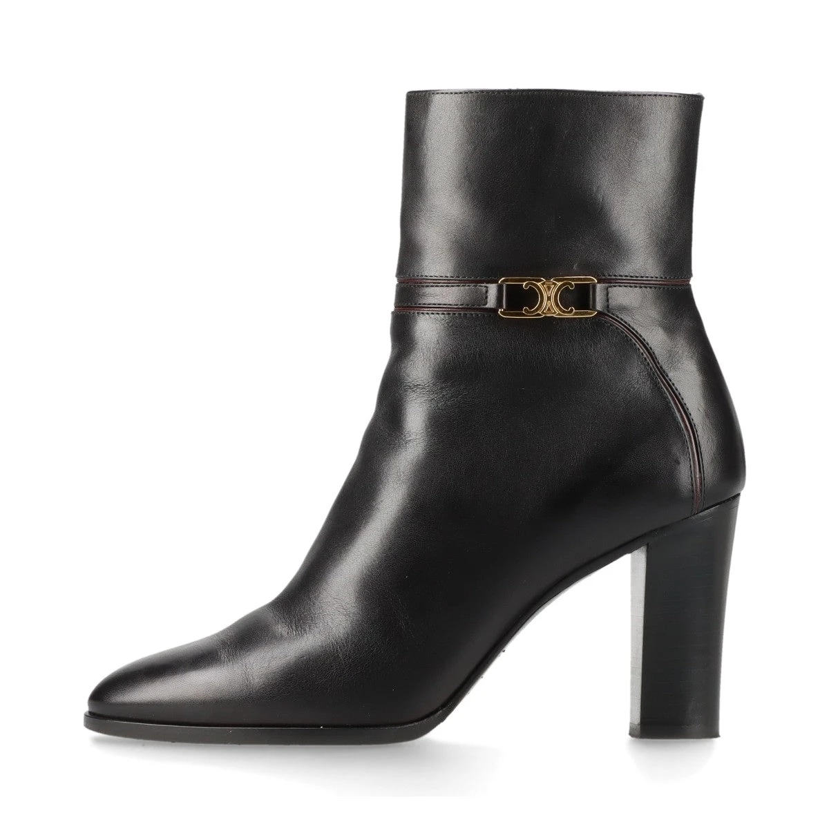 セリーヌ レザー トリオンフ ショートブーツ ブラック