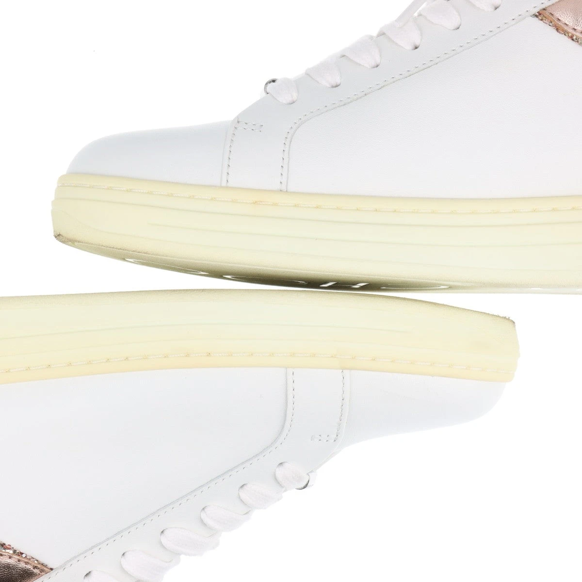 ジミーチュウ レザー×グリッター スニーカー 38 レディース ホワイト