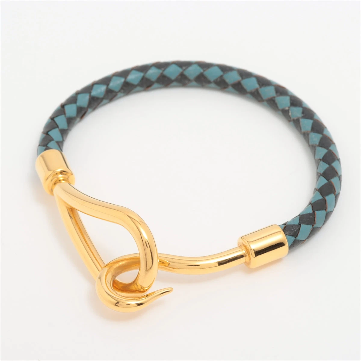 エルメス　ジャンボ　ブレスレット／ネックレス　GP エルメス ジャンボ チョーカー レザー×GP ブルー×グレー