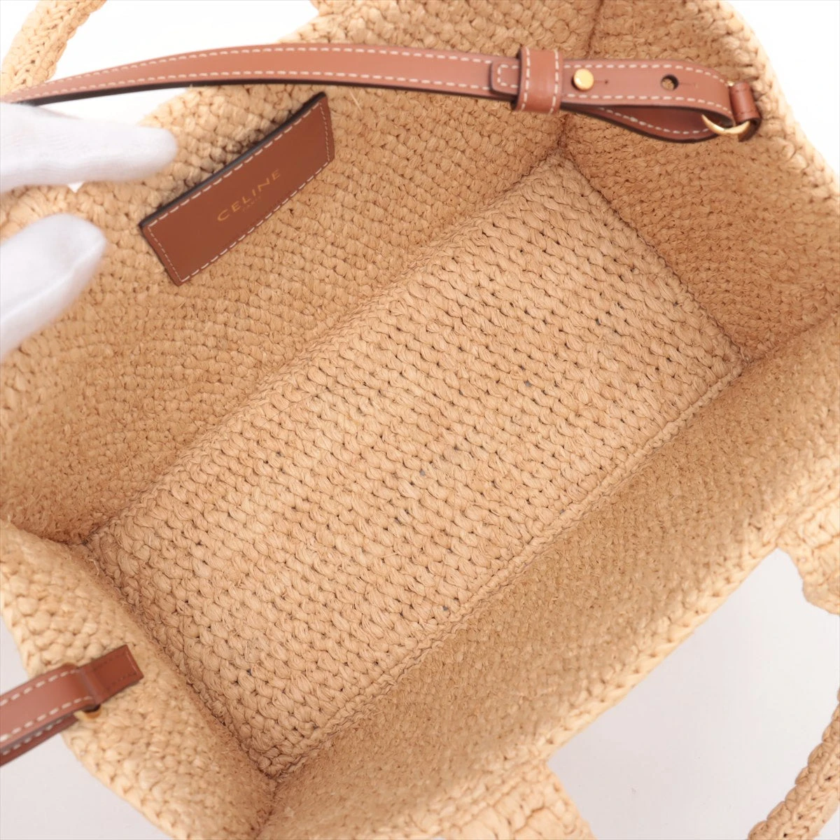 セリーヌ トリオンフ スモール カバ タイス ラフィア×レザー