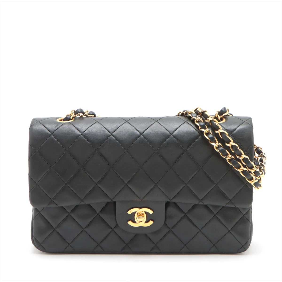 早い者勝ち　定番　CHANEL シャネル　ラムスキン　ダブルホック　黒　二つ折り 楽天市場】シャネル ダブルフラップ25 マトラッセ ショルダーバッグ