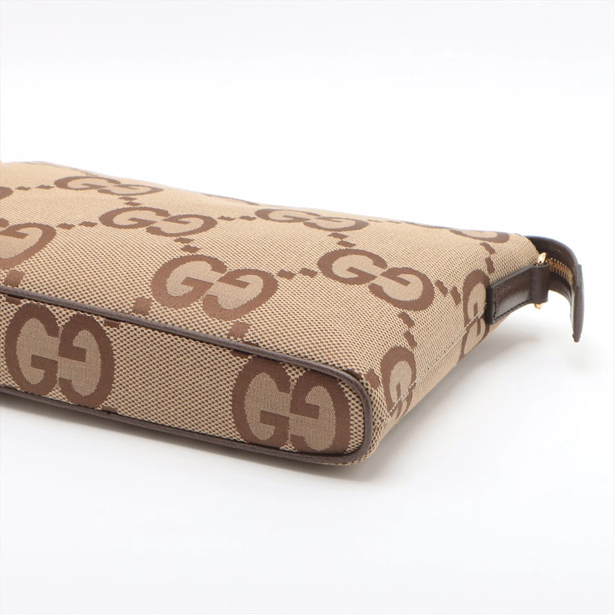 GUCCI 95　グッチ ジャンボ　GG柄　キャンバス×レザー バニティバッグ グッチジャンボGG ミニバッグ キャメル/エボニー レディース