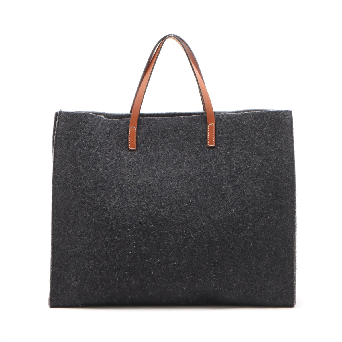 グッチ ダブルG フェルト×レザー トートバッグ ブラック×ブラウン  