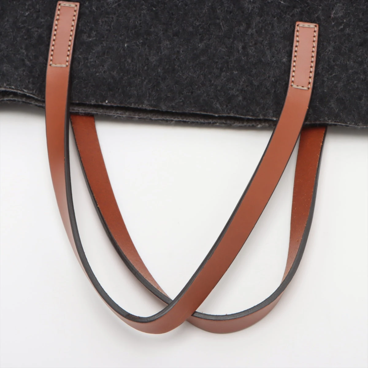 グッチ ダブルG フェルト×レザー トートバッグ ブラック×ブラウン  