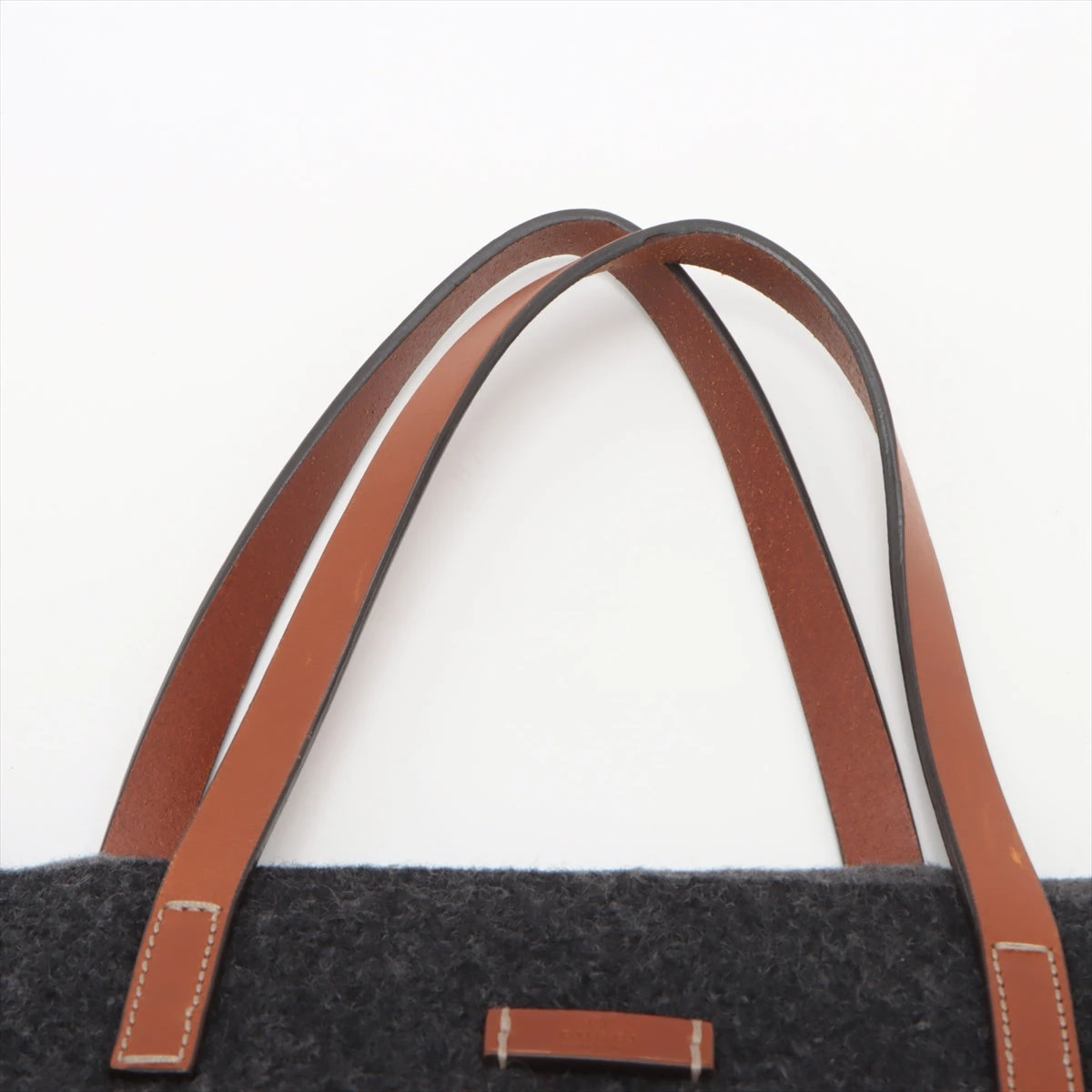 グッチ ダブルG フェルト×レザー トートバッグ ブラック×ブラウン  