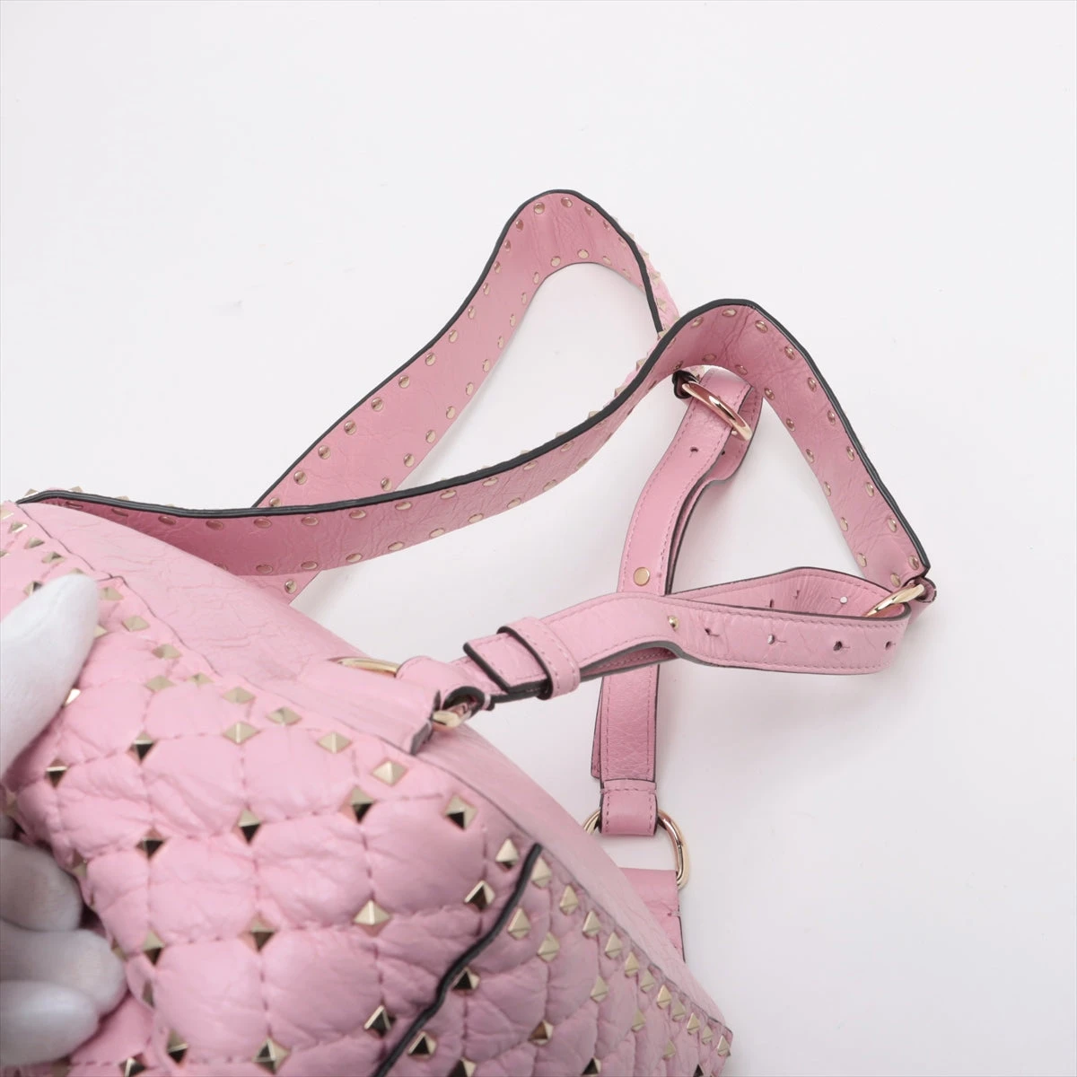 ヴァレンティノ ロックスタッズ レザー バックパック/リュック ピンク