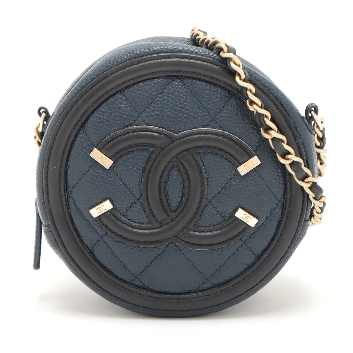 CHANEL■キャビアスキン ラウンド ショルダー クロスバッグ シャネル CCフィリグリー キャビアスキン チェーンショルダー