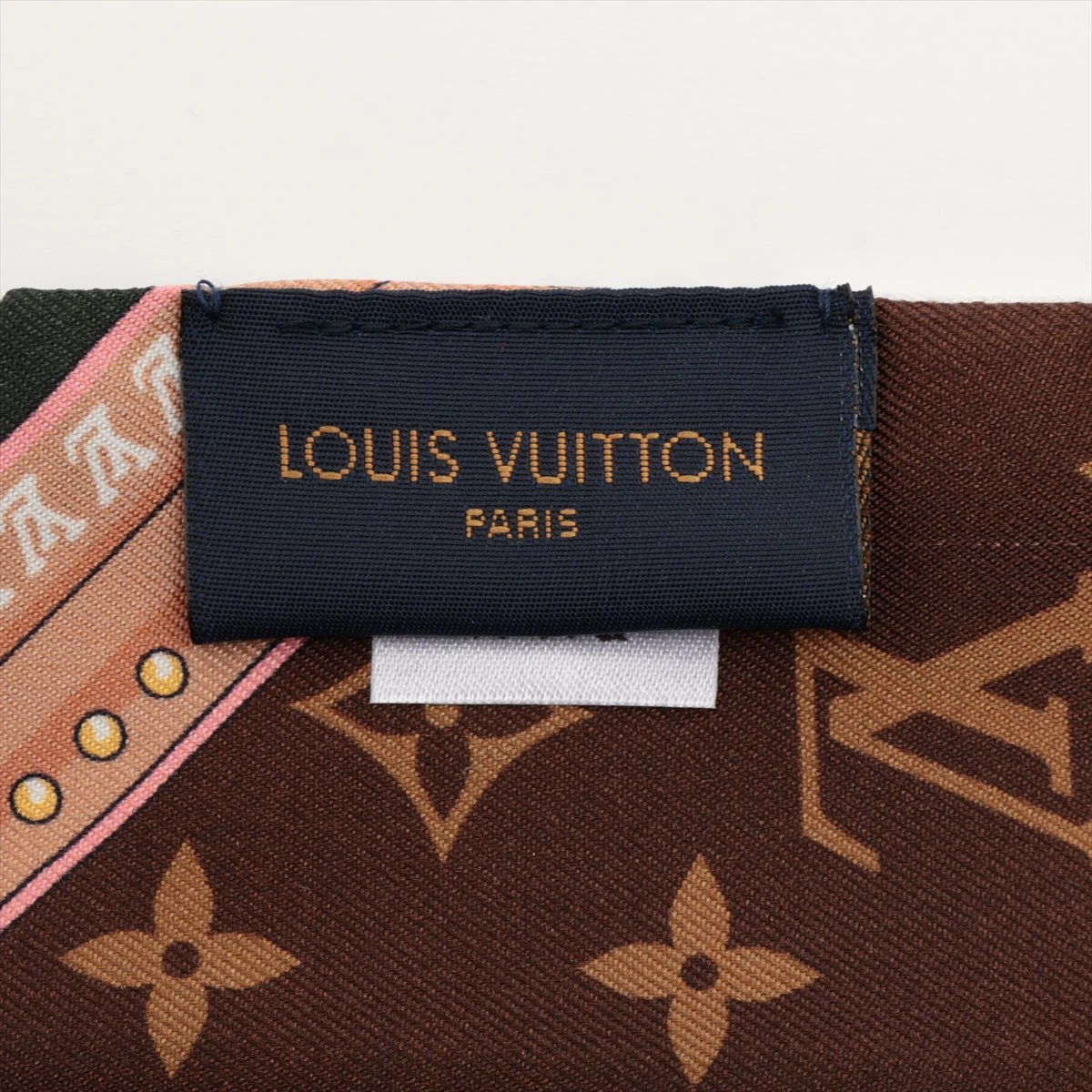 k*4様 Louis Vuitton リボンスカーフ ネイビー ベージュ ルイヴィトンブランドリボンスカーフレディース向け LV定番