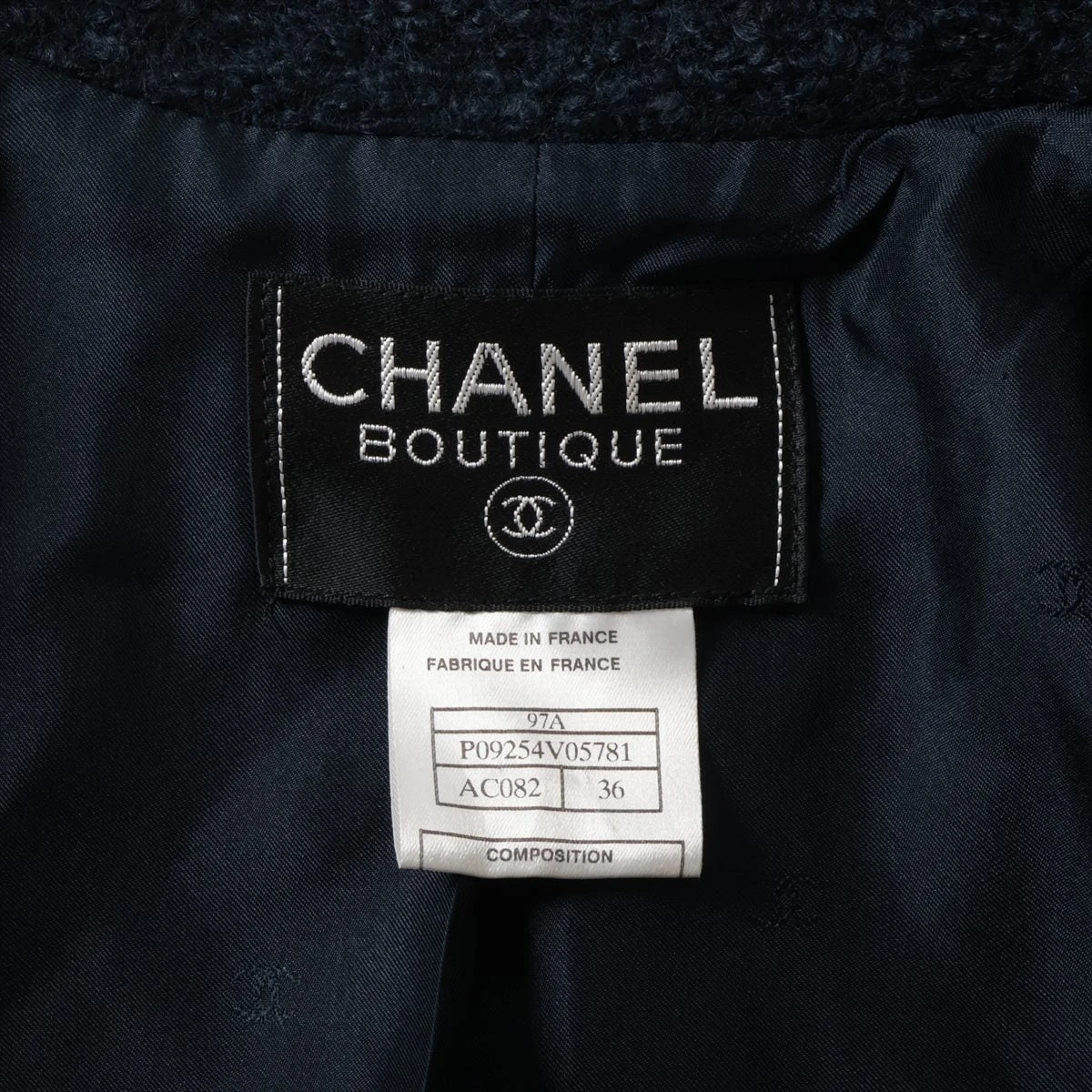 シャネル 97A CHANEL PARIS ロゴボタン ヌバックレザー コート シャネル ココボタン 97A ウール×モヘヤ コート 36 レディース